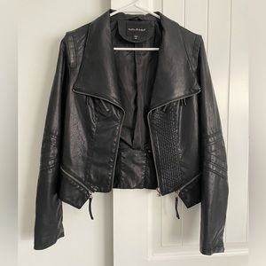 Black faux leather moto jacket
